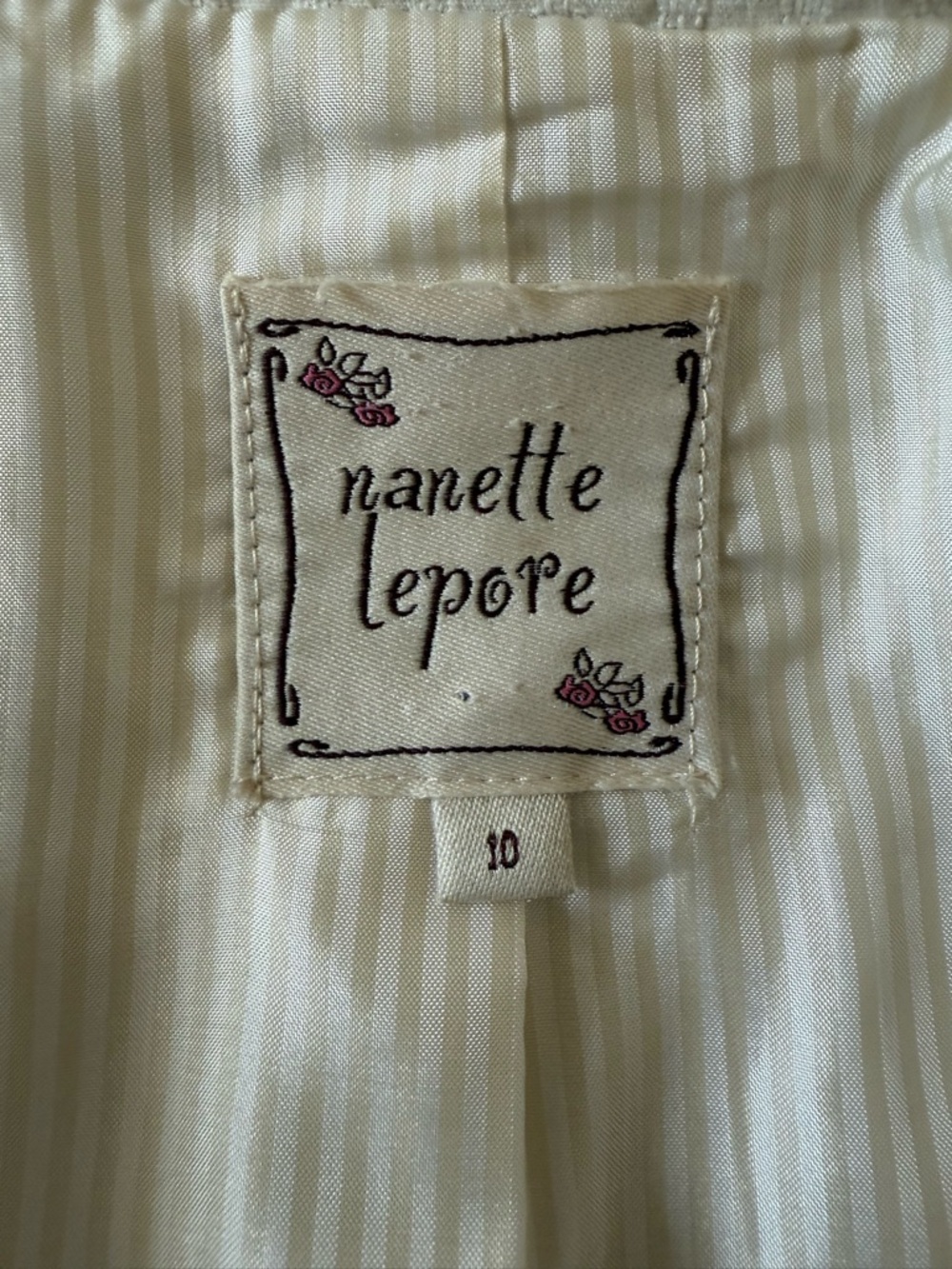 Nanette Lepore Vintage Cream Button-Front Tailored Blazer Size 10 - Picture 4 of 10